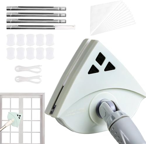FnnEmg Lave Vitre Magnétique Double Vitrage, Brosse De Nettoyage pour Vitres Double Face,Lave Vitre Magnétique Essuie-Glace en Verre Outils De Nettoyage Magnétique-Vert Clair