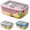 BRYN 1400ml Porta Pranzo Ermetico, Lunch Box Microonde, Portapranzo con 3 Scomparti e Posate, Bento Box per Picnic, Campeggio, Fitness, Scuola, Uffici （Rosa）