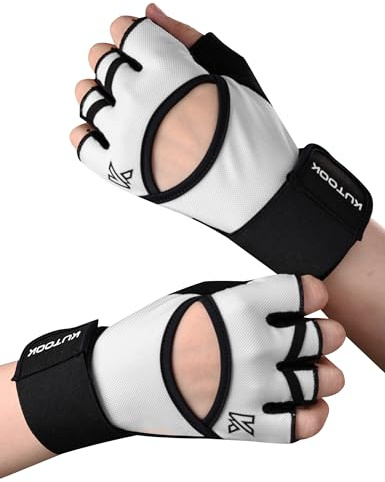 KUTOOK Ruderhandschuhe Fitness Calisthenics Handschuhe Krafttraining Bodybuilding mit Handgelenkschutz Trainingshandschuhe Herren Damen Stoßdämpfend mit Palm Pad für Crossfit weiß XL