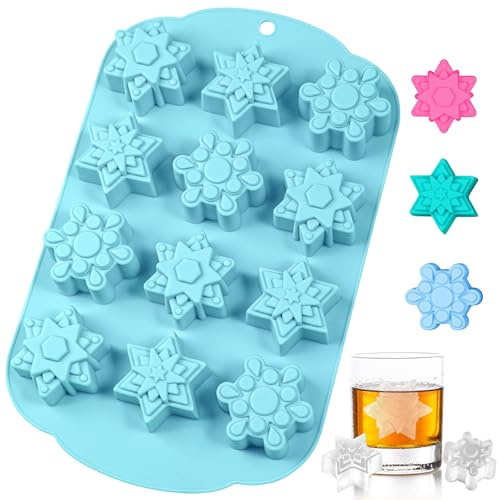 Webake Silikonform Schneeflocken Eiswürfelform Silikon Weihnachten Backform Schneeflocken Eiswürfelbehälter Schneeflocke Form, 1 Stück
