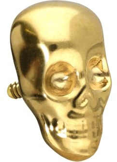 PIERCINGLINE Titan Schraubaufsatz mit Gewinde TOTENKOPF Piercing Ohr Nase Goldfarben
