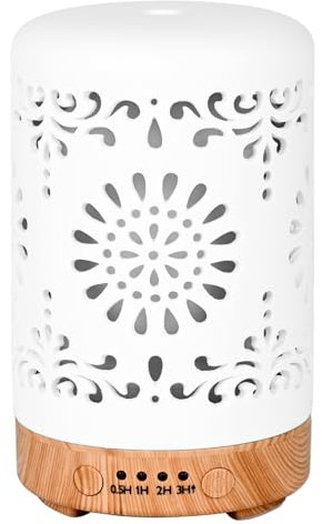 Vankarr Aroma Diffuser für ätherische öle 100ml Ultraschall Luftbefeuchter Duftöl Duftlampen Aromatherapie Diffusor für Yoga Büro Schlafzimmer, Weiß