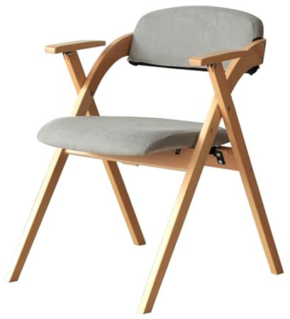 Moderner stapelbarer Holzstuhl mit Armlehne für Zuhause, Büro, Konferenzen, 52,5 x 60 x 77,5 cm (grau)