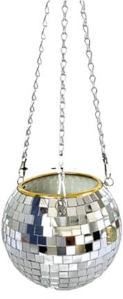 Mirrored Disco Ball Hanging Planter (silver, L)