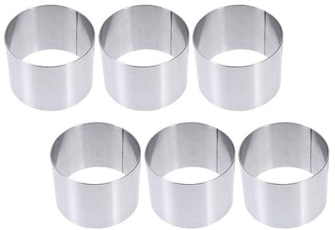 PAMINGONO 6piezas Molde Para Pasteles Redondo De Inoxidable De Desmontable Para Hornear Mousse y Galletas Para Cocinas y Repostería