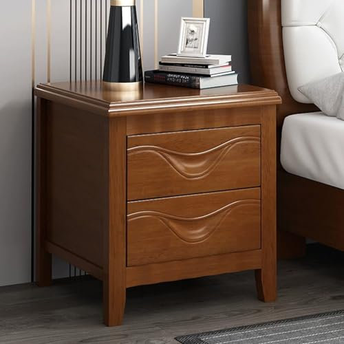Table de chevet moderne du milieu du siècle avec installation simple et design de luxe pour chambre à coucher et salon, table d'appoint rétro en finition noyer (50 cm)