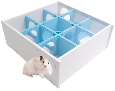 Hamster Labyrinth Spielzeug Hamster Versteck Mehrkammernhaus Hamsterhaus mit transparenter Acrylabdeckung für Mäuse, Rennmäuse 21x20x7,5 cm