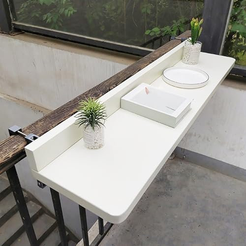 BRCYKRWY Balkontisch Klappbar,Balkongeländer Wetterfest, Klappbar Wandtisch Wandklapptisch Esstisch Computertisch,Wand Klapptisch Aus Holz,Klapptisch Pour le Jardin,la terrasse et le Balcon