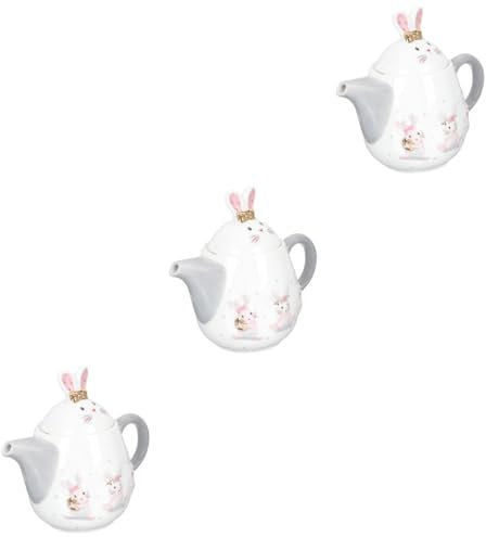 Ciieeo 3pcs Easter Teapot Ceramic Bunny Decor Infuser Teapot Milk Pitcher for Hotel Family