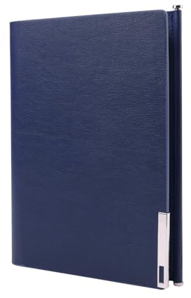 WWW A5 Leather Notebook Binder - Leather Refillable Notebook 6 Ring Binder, Ring Binder Planner Genuine Leather Inner Pockets for Travel Work Business and Organiser Navy Blue