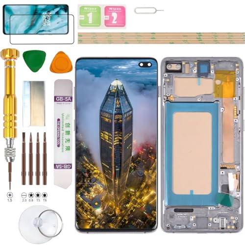 Gadget Troops Pantalla LCD (sin huellas dactilares) para Samsung Galaxy S10+ Plus SM-G975F/DS, G975U, G975U1, G975W, G975X, SC-05L, kit de repuesto de pantalla (negro)