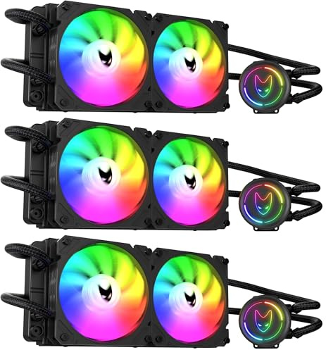 Oversteel - ZIRCON Refrigeración Líquida 240mm RGB, 2x Ventilador PWM 120mm RGB, TDP 200W, Compatible con Intel y AMD AM4, Color Negro (Paquete de 3)