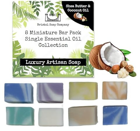 Bristol Soap Company Luxury Artisan Soap Mini Bar Pack, 8 Handmade Essential Oil Soaps, Shea Butter & Coconut Oil, Cruelty-Free & Vegan Gift Set
