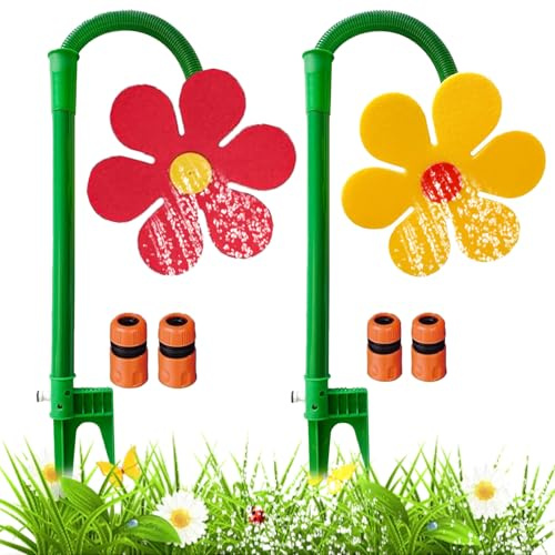 Crazy Daisy Sprinkler, 360° Rotate Crazy Dancing Flower Water Sprinkler, Funny Sun Flower Dancing Daisy Lawn Sprinkler with 3/4, 1/2 Adapter Watering Garden Irrigation Tool for Yard Watering (Mix-A)
