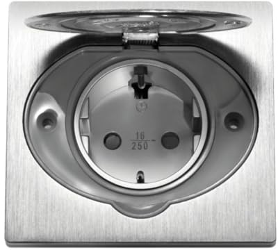 Miratic Hermetische Steckdose IP44 Schuko - Außensteckdose Unterputz (Gebürstetes Aluminium)