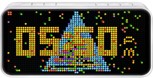 Dekala Pixel-LED Smart Wecker, Digitaler Nachttischwecker mit Dual-Alarm & Snooze, laut für Tiefschläfer, Wetter-, Temperatur- & Feuchtigkeitsanzeige, App-Steuerung & automatische Zeitsynchronisation