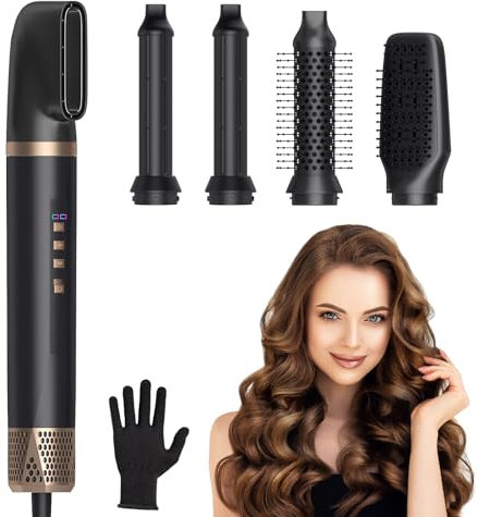 Journeyside Spazzola ad Aria Calda 5in1,Asciugacapelli ad Alta Velocità,1400W Airstyler Asciugacapelli Ioni,Spazzola per Capelli Multi con 3 Temperature&3 Velocità per Asciugare,Volumizzare,Lisciare