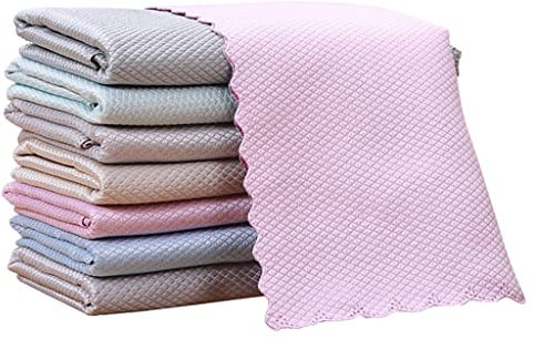 BgnEhRfL microfiber cleaning cloth, Cleaning Cloth Absorbent and Traceless Fish Scale Cleaning Cloth for Household Kitchen, for Wiping Cutlery, Glass, Stainless Steel, Easy-to-Clean Microfiber Cloth