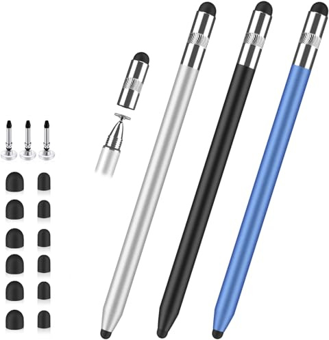 Stylus Pen for Touchscreen, 3-in-1 Rubber Disc Stylus, High Sensitivity and Precision, Universal Stylus Pen Compatible for Ipad,iPhone Android Kindle All Capacitive Tablets