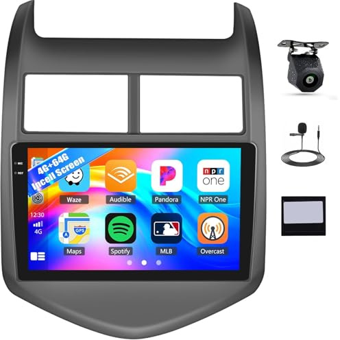 4G+64G Android 15 Car Stereo for Chevrolet Chevy Sonic Aveo 2012-2015 with Wireless CarPlay Android Auto, 9 Incell Touch Screen Car Radio with GPS Navigation Bluetooth WiFi FM Backup Camera