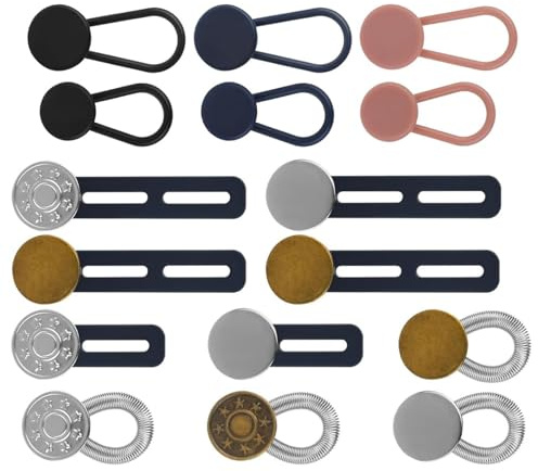 GrueGard Hosenbunderweiterung Knopf, Ohne Nähen Knopfverlängerung, Knopfloch Hosenerweiterung Verlängerung für Herren & Damen Hosen Jeans, Pants Button Extenders (Multi Color, 4cm+3.2cm+3cm+2cm)