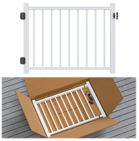 Egadis 4 ft.W Welded AAMA 2604 Aluminum Deck Gate Kit for 36in.H Railing with Latch and Auto-Closing Hinge, Designed for Super Easy DIY, Cuttable Outdoor Gate Kit for Deck, Patio, Garden, Yard, Porch