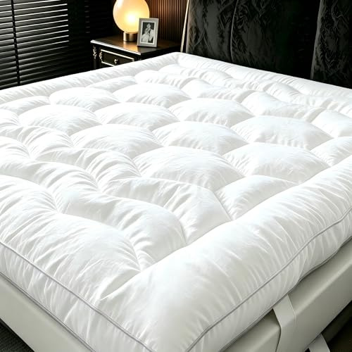 Cliporix 1200GSM Extra Thick Mattress Topper Double, 10cm Cloudlike Microfibre Fill, Hotel Quality Orthopaedic Support with Zoned Quilting, Breathable & Washable, Corner Straps, for Hard Mattress