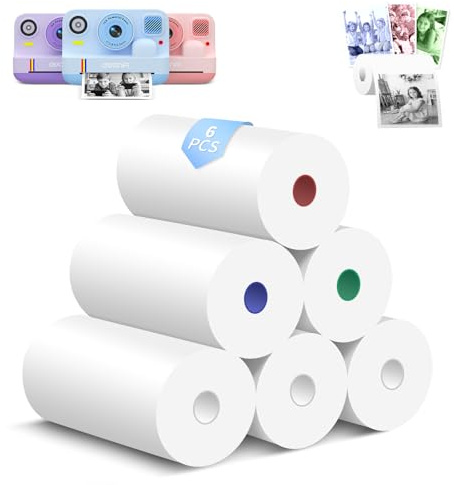 AWANFI 6 Rollen Druckpapier für Kinderkamera, Sofortdruck Thermopapier, Nachfüllpapier für Sofortbildkamera für Kinder