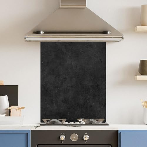 Premium 60 x 75cm Black Marble 6mm Glass Toughtened Kitchen Splashback
