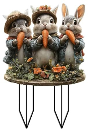 Gartenstecker Ostern Deko Garten Hasen Osterdeko Osterhase Außen Gartenschilder Osterdekoration Outdoor Frühlingsdeko Garten Stecker Osterhasen Figuren Groß für Draußen Frühling