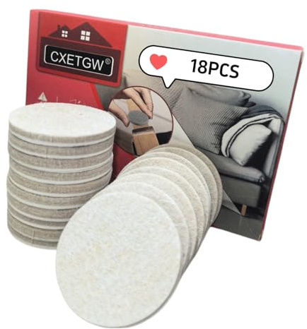 CXETGW 5mm Extra Thick 50mm Round 18 Pack Felt Furniture Pads