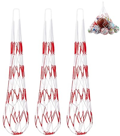 MenYiYDS 3 Pezzi Ball Carry Net Bag per 10 Palloni, pallone da basket, Borsone in Rete Sacca a Sfera,Portatile Per Palloni in Nylon Grandi Capienza, per Calcio, Basket, Pallavolo, rete pallavolo