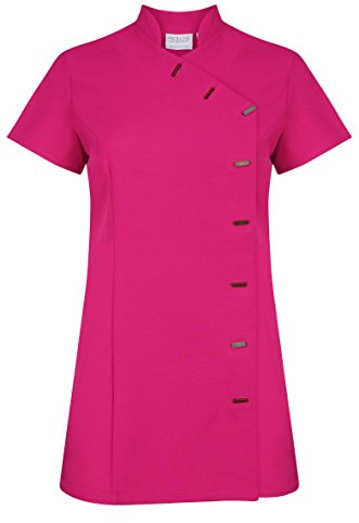 Proluxe Essentials Cross Body Beauty Tunic Hairdressing Spa Massage Therapist Health Work Nail Salon Uniform (Fuchsia, 8)