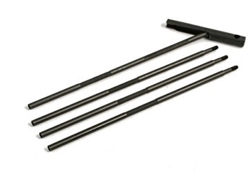 Niebling Waffenpflege Putzstock aus brüniertem Stahl (Ab Kaliber .22/5,56 mm) mit drehbarem Griff und M4-Innengewinde und Einführhilfe Länge 710 mm