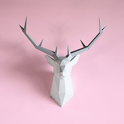 Brownfolds DIY Paper Wall Trophy; Origami Deer Head Wall Decor Art Piece; Pre-cut and Scored Paper Templates