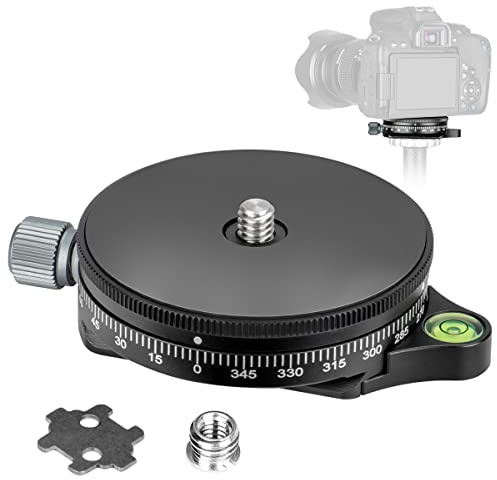 koolehaoda Panorama-Stativkopf mit Arca Swiss Style Platte, Aluminiumlegierung, schwarz, Panorama-Stativkopf mit Wasserwaage, für Dreibeinstativ, Einbeinstativ, DSLR-Kameras, Tragfähigkeit 10 kg