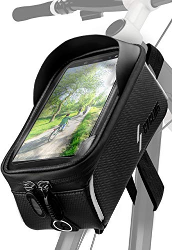 ONEFLOW Premium Handyhalterung Fahrrad Rahmentasche Wasserdicht für Samsung S Reihe | Handyhalter Fahrrad Tasche Rahmen Halterung mit Smartphone Touchscreen Sichtfenster, Schwarz