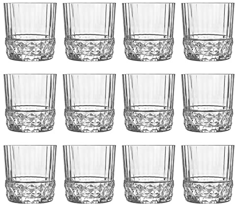 Bormioli Rocco 12x Clear 370ml America '20s Verres de Whisky' 20s - Vintage Art Deco Scoch Whisky Tumblers