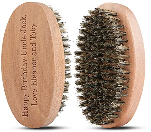 Personalisierte Bartbürste für Männer, gravierte reine Wildschweinborsten, Taschen-Bartbürste, Griff aus massivem Holz mit festen Borsten, um Ihr Barthaar zu zähmen und zu erweichen