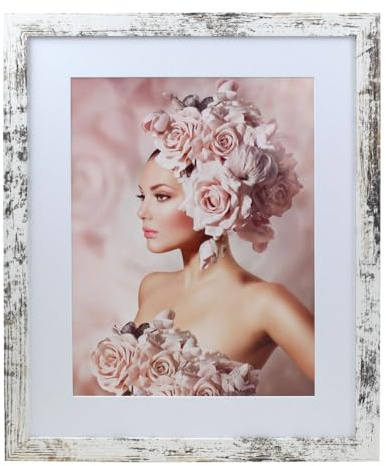 IDEAL TREND Bilderrahmen Holz Rahmen Plexi Acryl Collage Wanddeko Poster quadratisch S215: Farbe: Shabby-Weiß | Format: 40x50