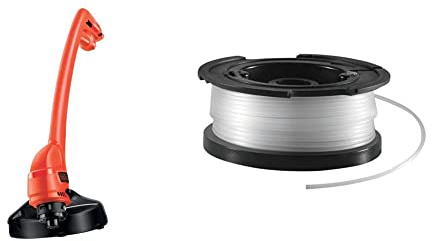 BLACK+DECKER GL250-GB Grass Trimmer with 23 cm Swathe and Bump Feed Line System, 250 W, Orange & Spool and Line 10 m for Reflex Strimmer Nylon Wire 1.6 mm Diameter Transparent and Resistant A6481-XJ