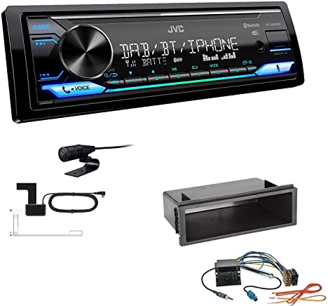 JVC KD-X482DBT 1-DIN Autoradio Media Receiver Digitalradio DAB+ Bluetooth Amazon Alexa USB Einbauset passend für Volkswagen VW Polo 9N bis 2009 schwarz mit Quadlock