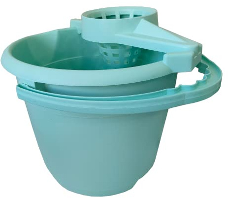 Clim Profesional Cubo Doméstico Ecológico 13L 30x26cm Verde Agua Fregado | 20% Plástico Marino Reciclado, Apto Fregonas, Con Escurridor y Asa
