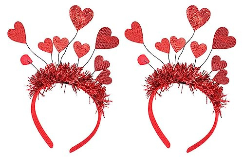 Luxshiny Valentinstag Haarreif Mit 9 Herzen: 2 StüCk Rot Herz Haarreifen FüR Party, Hochzeit Und Fotoshootings
