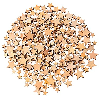 Dimensioni Miste Decorazioni con Stelle,Mini Fette di Stelle, Dischi di Legno per Fai da Te e Decorazioni, Decorazione per Albero di Natale, per Matrimonio, Fai da te, 50 Pezzi