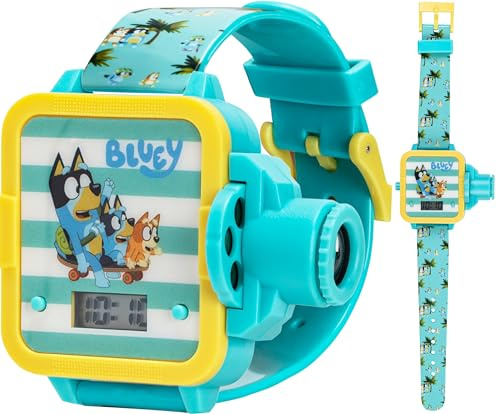Bluey Kids Digital Projector Watch with 6 Image Slides, Adjustable Character Strap, Digital LCD Display, Bright Projection Button, Fun for Preschool Ages, Wrist Size 5.5–8