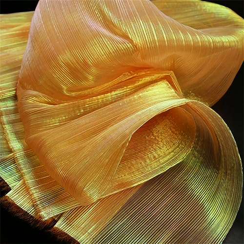 Akkordeon Weiche Plissee Textur Falten Stoff Hochzeit Bouquet Dekoration Bühne Hintergrund DIY Nähen Stoff Gold Straightened 1 Meter