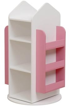 Home Deluxe - Kinderregal Juna - ca. 60 x 60 x 105,3 cm, Farbe: Weiß/Pink, 360° drehbar I Spielzeugregal Kinderbücherregal Kinderzimmerregal