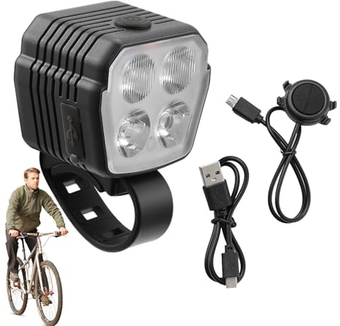 Goowafur Faro per Bici con clacson, luci per Bici Ricaricabili con Campanello Elettrico - Luce per Bicicletta con Campanello,Luce di Sicurezza per Bici, per Bici, Luce Anteriore per Bici