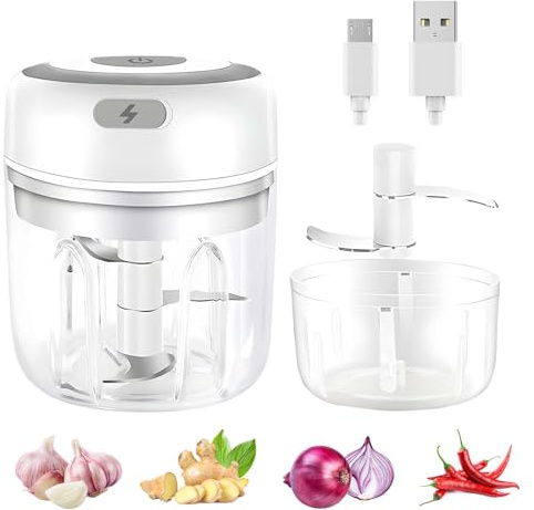 NCONCO Zerkleinerer Elektrisch Mini, 250ml, Zwiebel Zerkleinerer, Zwiebelschneider Elektrisch, USB aufladbar Multizerkleinerer